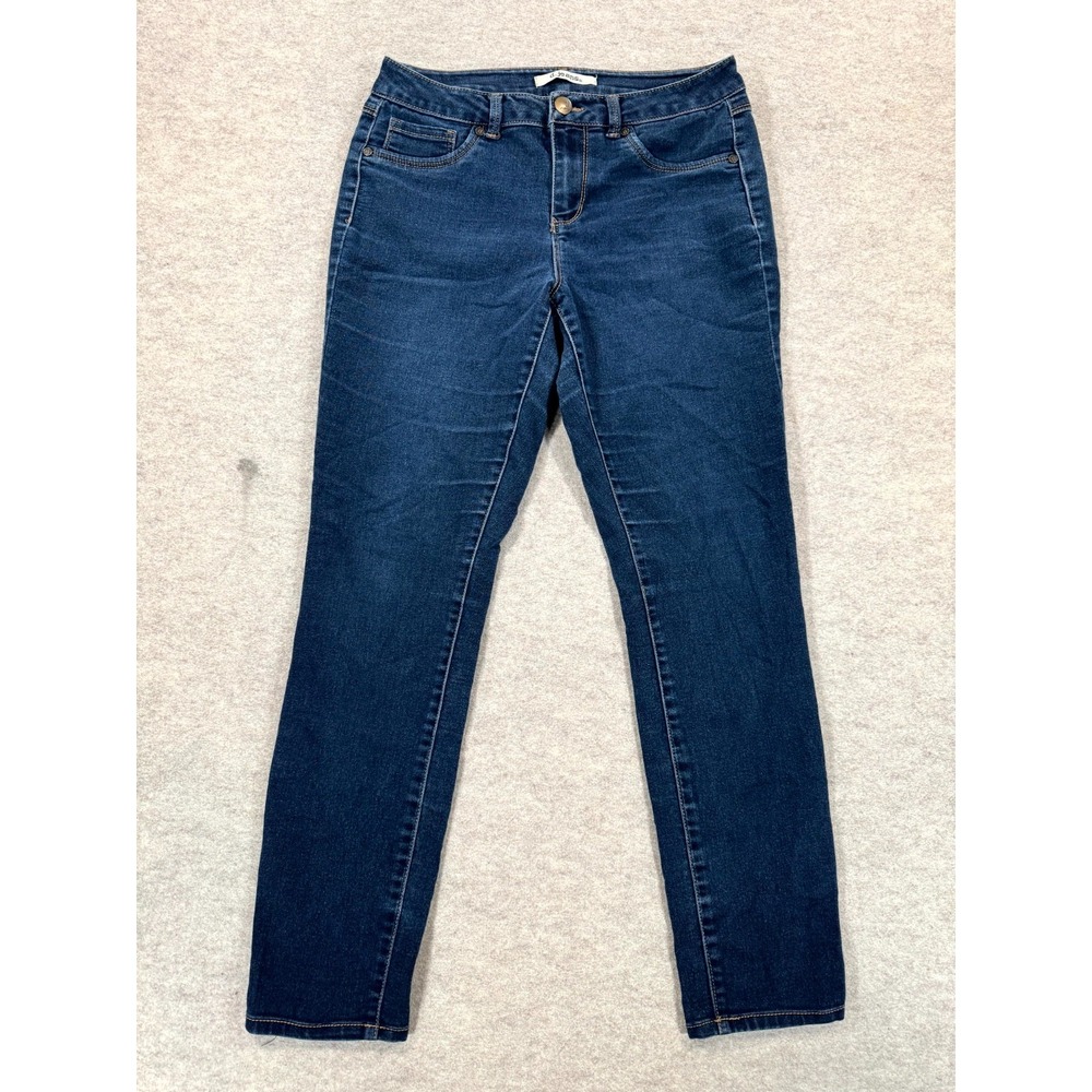 D.Jeans Women 8 Petite Blue Denim Medium Wash Cotton Stretch Mid Rise Skinny Leg